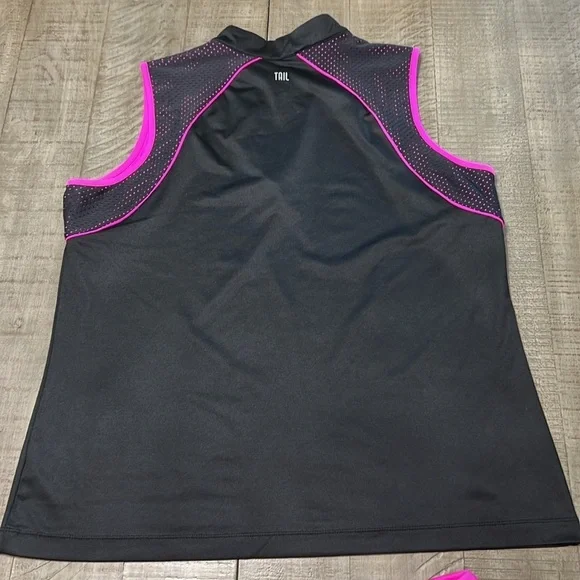 Tail Louisa Sleeveless Mini Mock Golf Shirt SUGAR RUSH with coordinating skort. - Picture 5 of 12